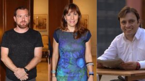 David Abril (M&eacute;s), Laura Camargo (Podem) y Francesc Miralles (PSIB)