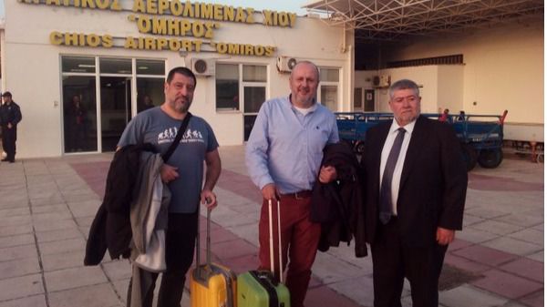 Jurado, Ensenyat y Font en el aeropuerto de Quíos