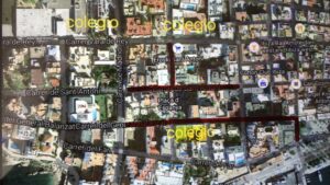 Panor&aacute;mica del Google Map con las calles de acceso a los colegios cortadas