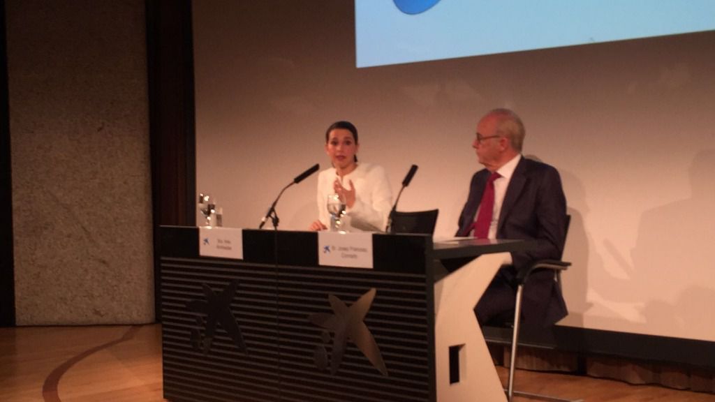 La líder de C's en Catalunya durante su conferencia