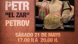Cartel anunciador de la actuaci&oacute;n del boxeador hispano ruso