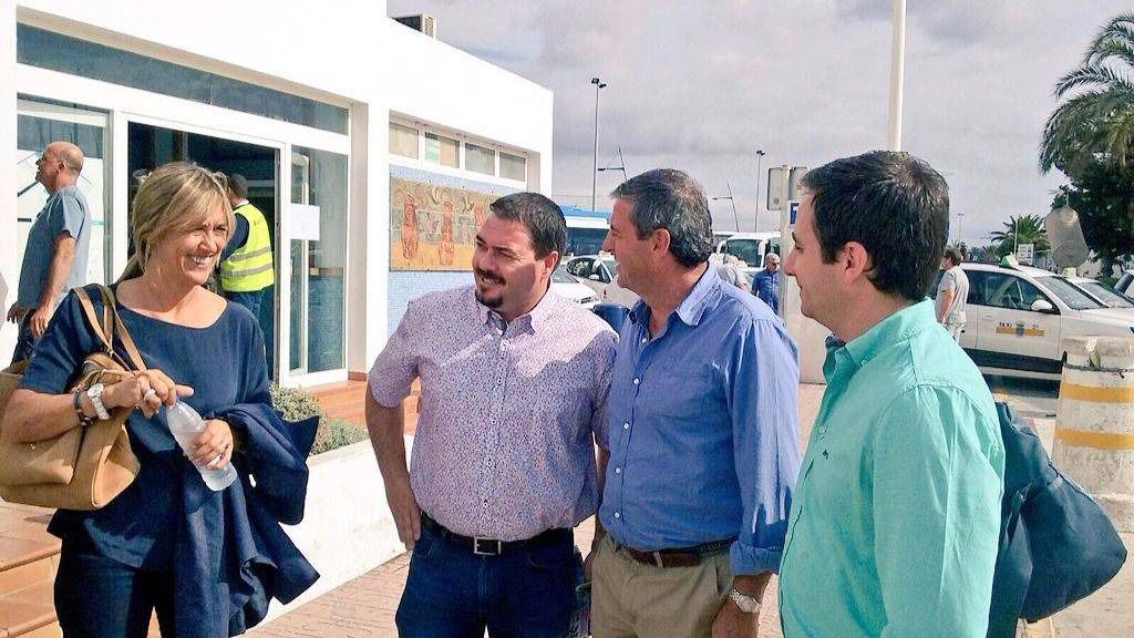 Palmer con Pere Rotger a su llegada a la pitiusa menor