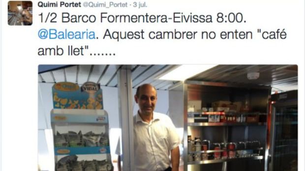 Imagen del camarero que difundió Portet en Twitter
