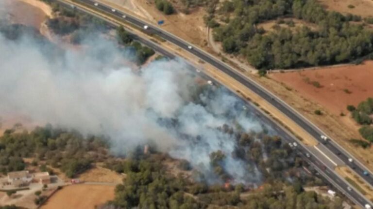 El humo se ve a pocos metros de la carretera