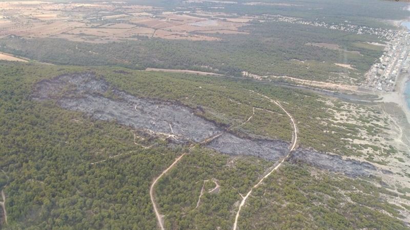 Imagen aérea de la zona devastada por el fuego