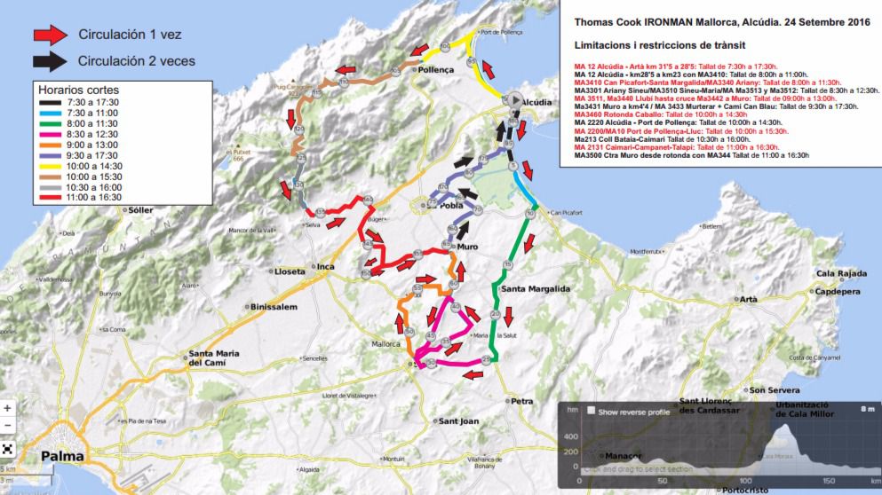 Mapa y horarios de los cortes de tráfico