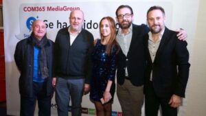 Francisco Martorell, presidente de ASIMA y vicepresidente de CAEB; Miquel Ensenyat, president del Consell de Mallorca; Patricia B&aacute;rcena, CEO de Sozialmas; Alejandro S&aacute;enz de Sanpedro, director de ASIMA y Antoni Martorell, presidente ejecutivo de COM365MediaGroup.