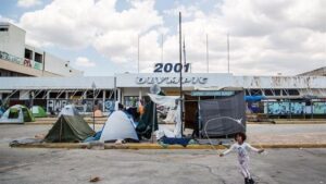 Imagen del campo de refugiados de Elliniko, en Atenas