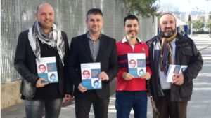 Gomila i Cerd&agrave;, con el coordinador del libro, Carles Cabrera, i el editor de El Gall, Graci&agrave; S&agrave;nchez