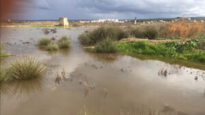 El pla de Sant Jordi sigue anegado
