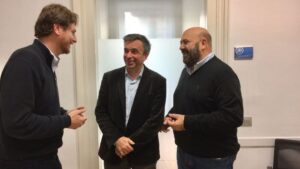 Mart&iacute;nez junto a Vidal y Sagreras este martes en la sede del PP