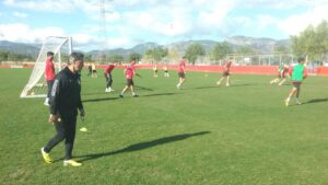 Olaizola en la sesi&oacute;n de entrenamiento