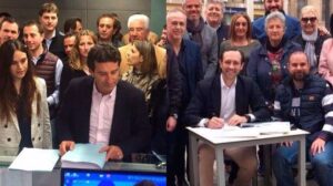 Los candidatos presentando sus respectivos avales el pasado viernes