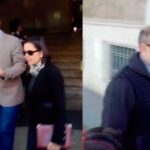 Busquets, abandonando el juzgado tras prestar declaración, y Escribà llegando