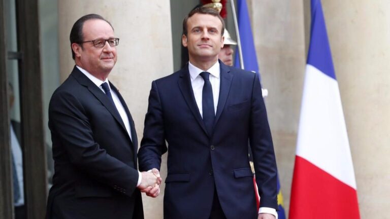 Macron presidente de Francia junto a Hollande