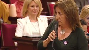 La consellera, en el Pleno del Parlament de este martes