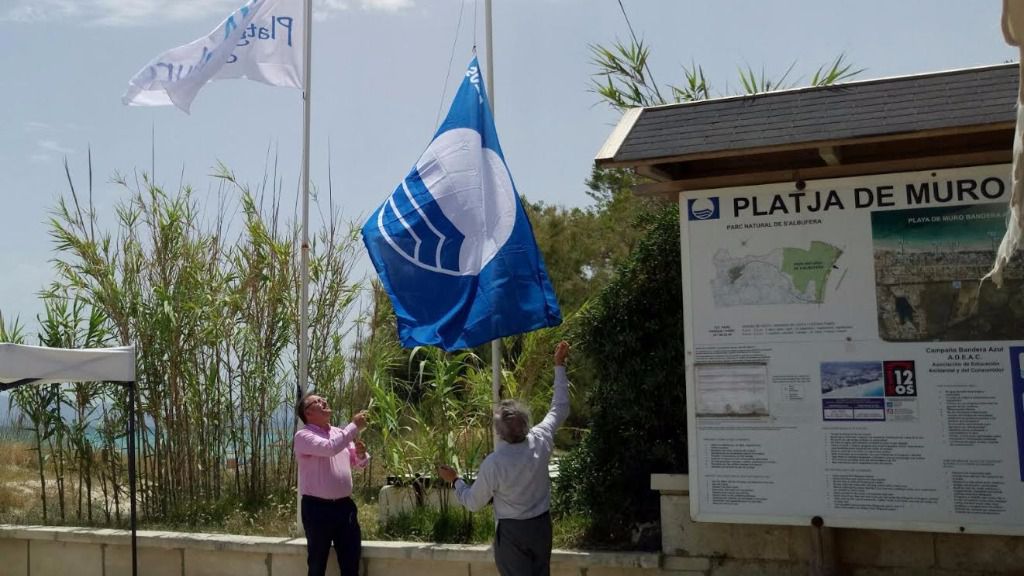 La nueva bandera azul ondea en la Platja de Muro