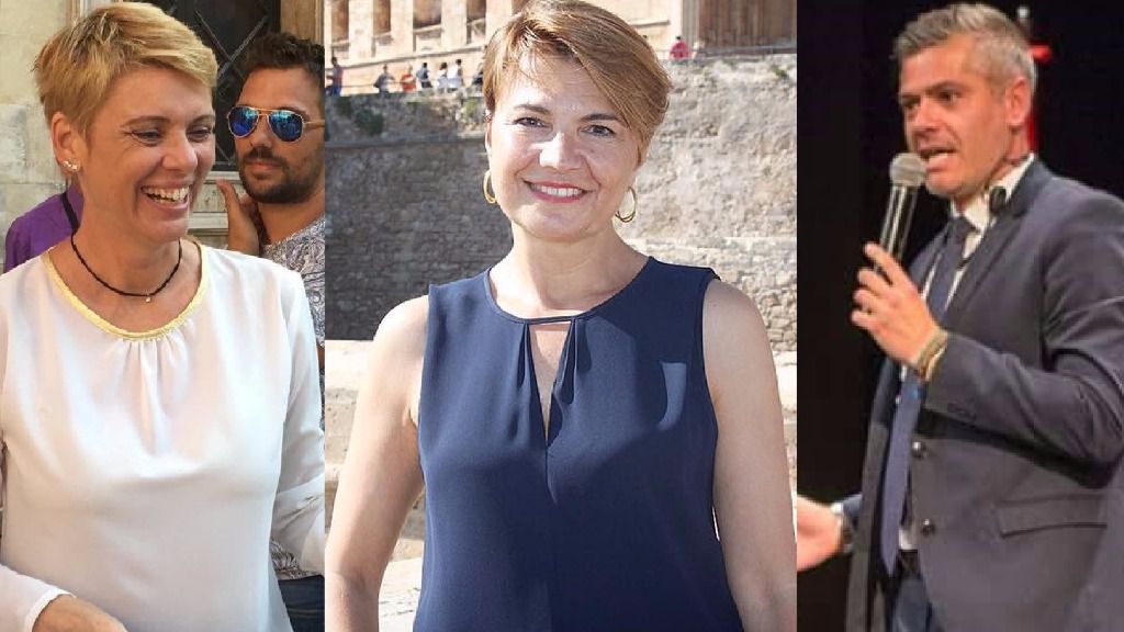 Los candidatos Ana Aguiló, Marga Durán y Jordi Horrach
