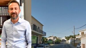 El alcalde socialista Rafel Fern&agrave;ndez junto a la calle en la que se hacen las obras