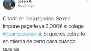 Imagen del tuit publicado por Valtonyc