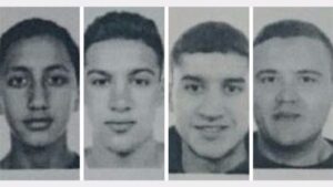 Imagen de los cuatro sospechosos buscados por la Polic&iacute;a