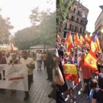 Imagen de las dos manifestaciones en Palma