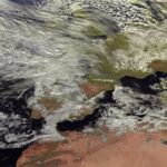 Mapa de España con 'Ana' encima de la Península y Balears