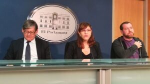 Thom&agrave;s (PSIB), Camargo (Podem) y Abril (M&eacute;s) ante los medios