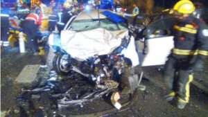 Imagen de uno de los coches siniestrados