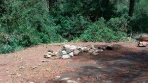 Restos de un antiguo silo, cuyas piedras se han movido para facilitar las rutas