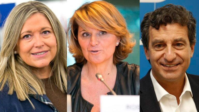 La eurodiputada Esther Herranz, la balear Rosa Estaràs y el presidente del PP balear Biel Company