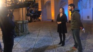 Francina Armengol en el Pati de sa Lluna, en Alaior