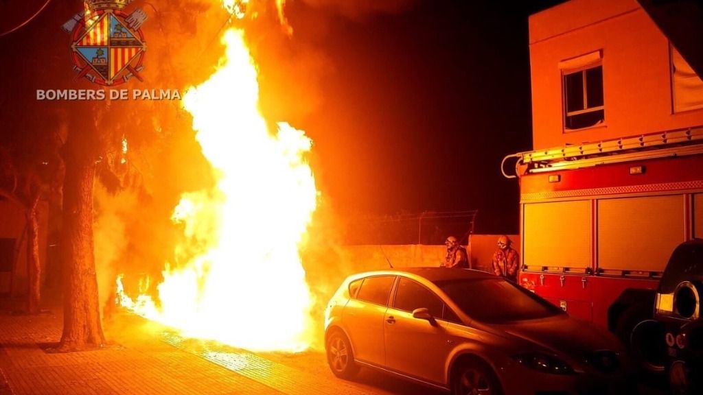 fuego piromano contenedores palma