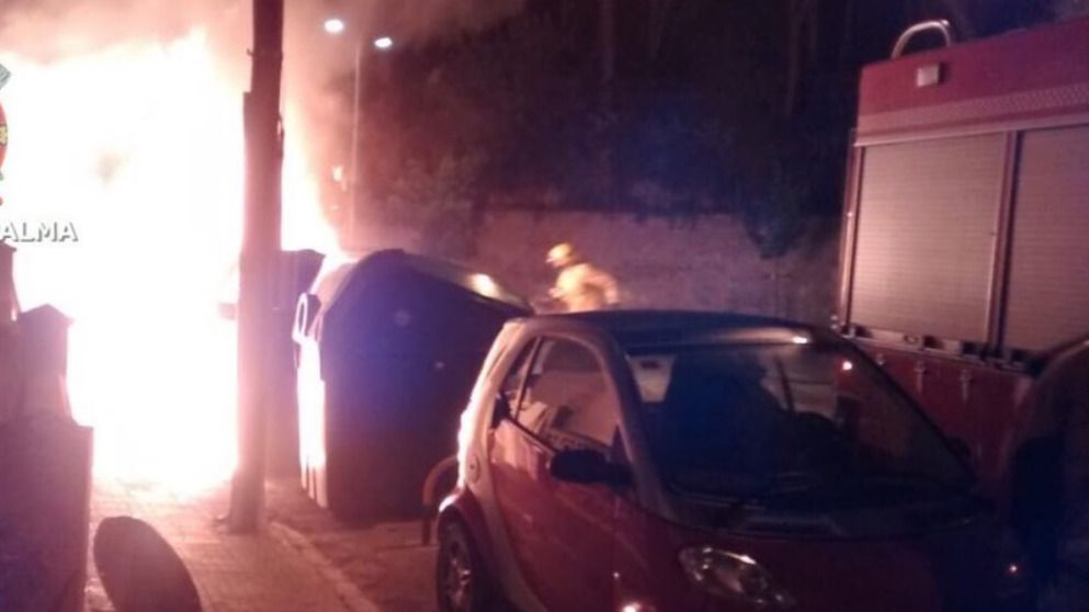 contenedor basura incendio