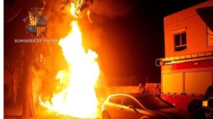 fuego piromano contenedores palma