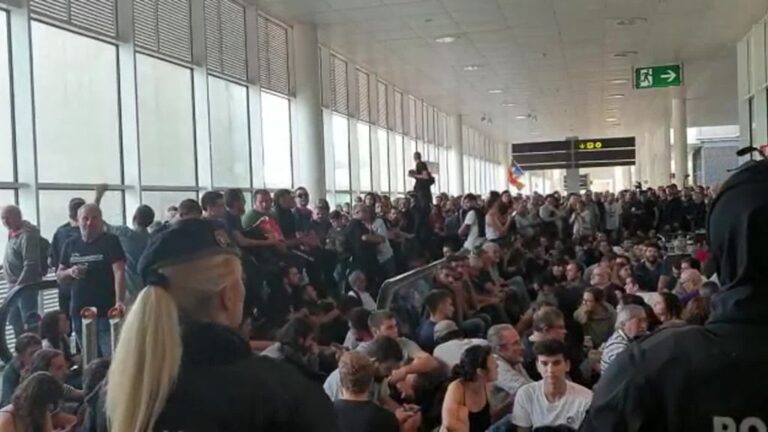 Imagen de la protesta en El Prat