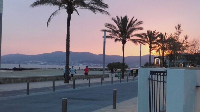 playa turistas calor puesta sol