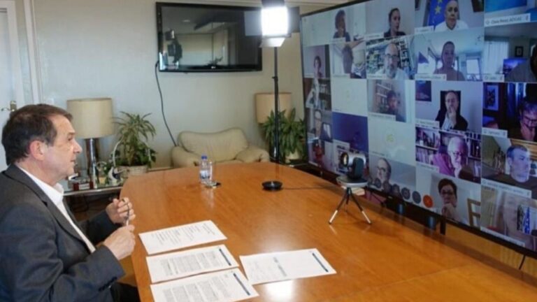 El presidente de la FEMP, Abel Caballero, durante una reunión online