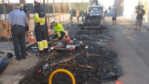 contenedores quemados