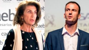 Imagen de archivo de la presidenta de Caeb, Carmen Planas, y el presidente de Pimem, Jordi Mora.