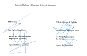 Firma de todos los integrantes de la comisi&oacute;n t&eacute;cnica que valor&oacute; a Ocibar como la mejor.