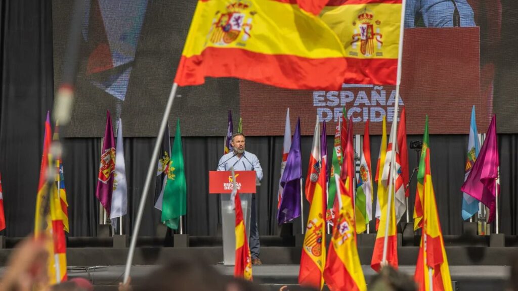 Santiago Abascal, en un acto celebrado dentro de la campaña 'España Decide'