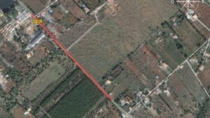 Vista a&eacute;rea de los terrenos que acoger&aacute;n la futura v&iacute;a verde, en Alar&oacute;