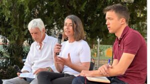 Neus Truyol e &Iacute;&ntilde;igo Errej&oacute;n, durante el acto organizado por M&eacute;s per Mallorca en Palma