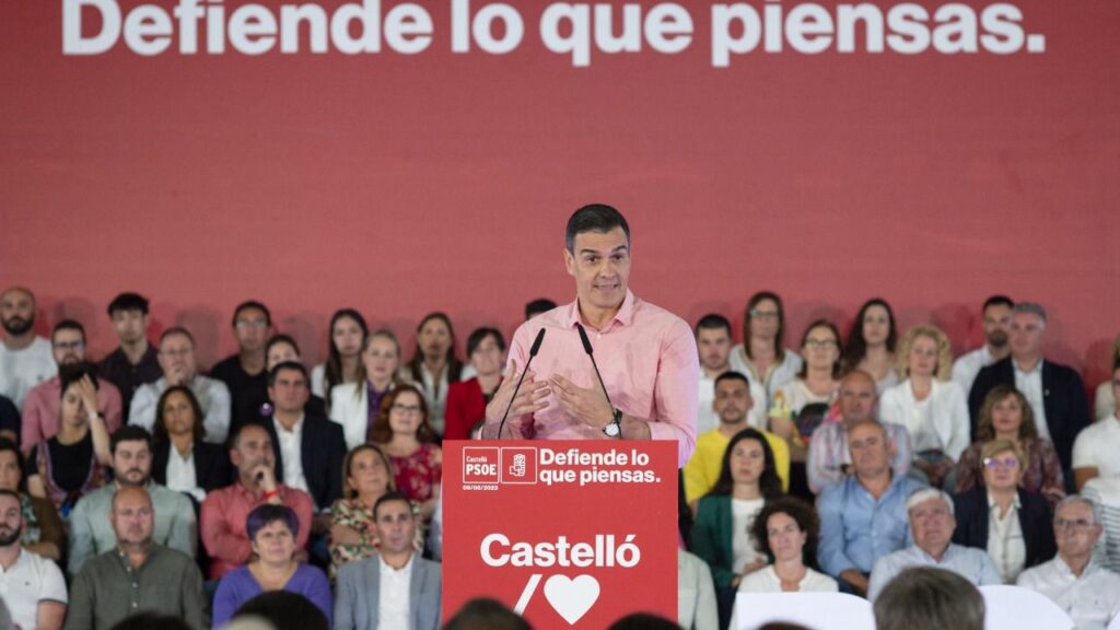 Pedro Sánchez, en un reciente acto electoral del PSOE celebrado en Castellón