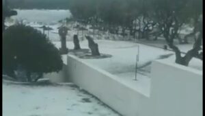 Imagen de la granizada en Cala Lliteres (Cala Rajada)