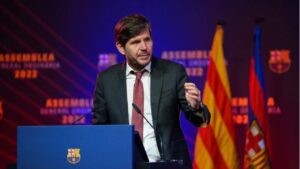 Mateu Alemany, durante una asamblea de socios del FC Barcelona