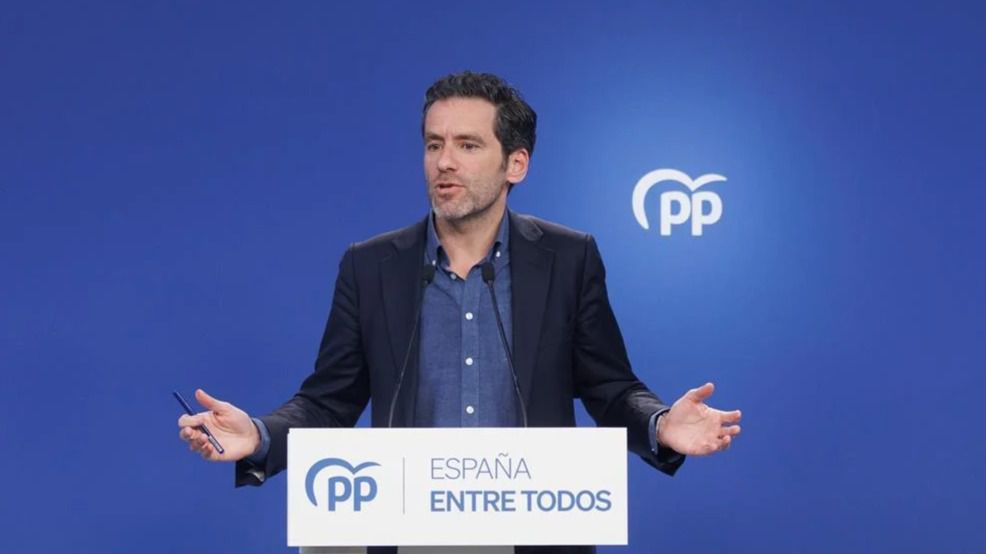 El portavoz de campaña del PP, Borja Sémper, durante una reciente comparecencia informativa en la sede nacional del partido, en Madrid