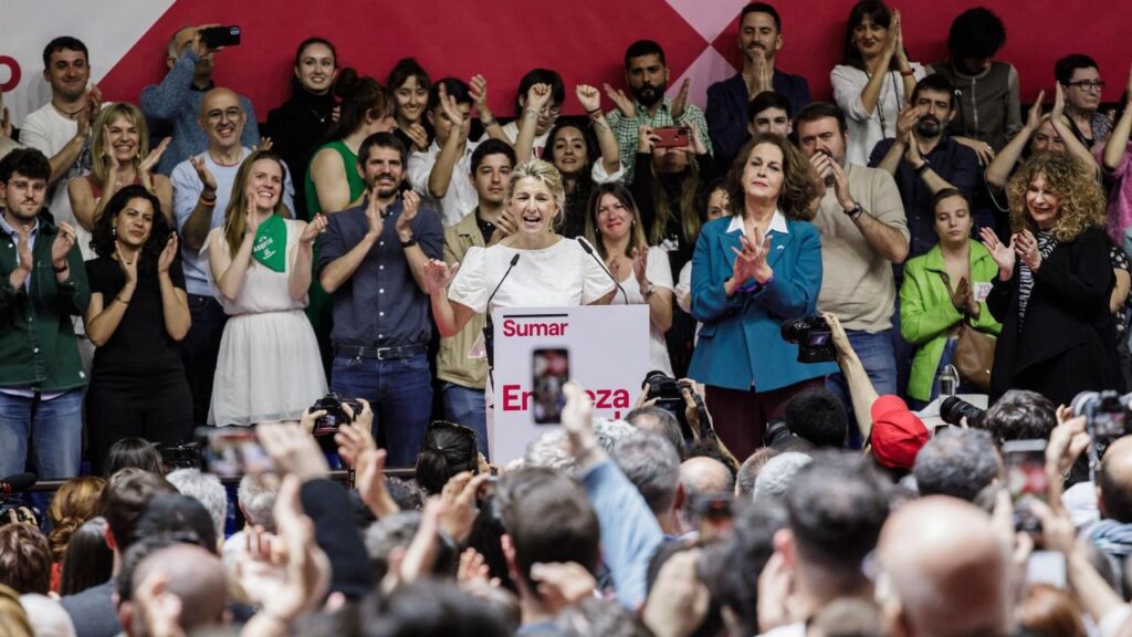Yolanda Díaz, en un acto de la plataforma Sumar
