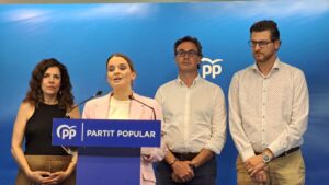 Marga Prohens durante su comparecencia este mi&eacute;rcoles en la sede del PP en Palma.